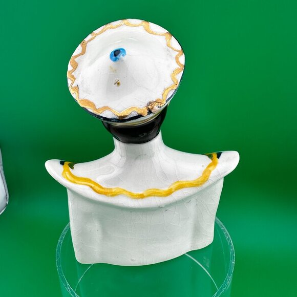 PAIR OF VINTAGE CERAMICS POTTERY ASIAN FIGURES, 7 INCH - Picture 6 of 11